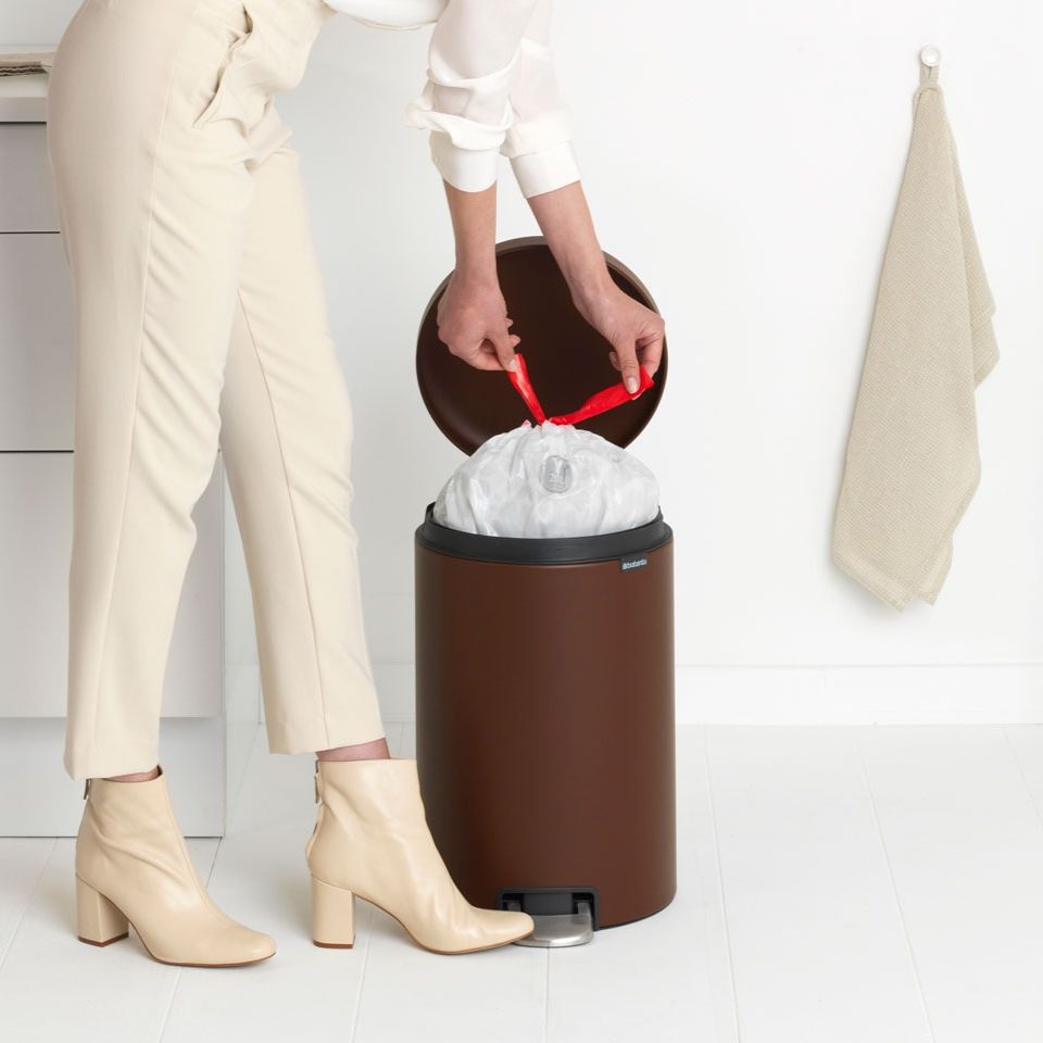NewIcon Step on Trash Can 5.3 gallon (20L) - Mineral Cosy Brown