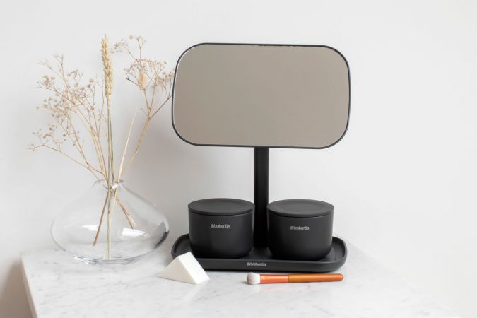 Mirror with Storage Tray Dark Grey