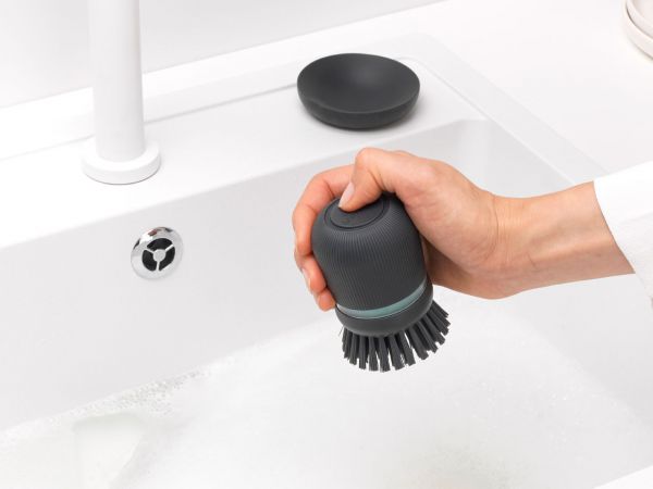 Soap Dispensing Dish Brush Dark Grey