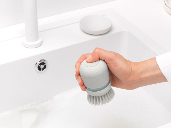 Soap Dispensing Dish Brush Light Grey