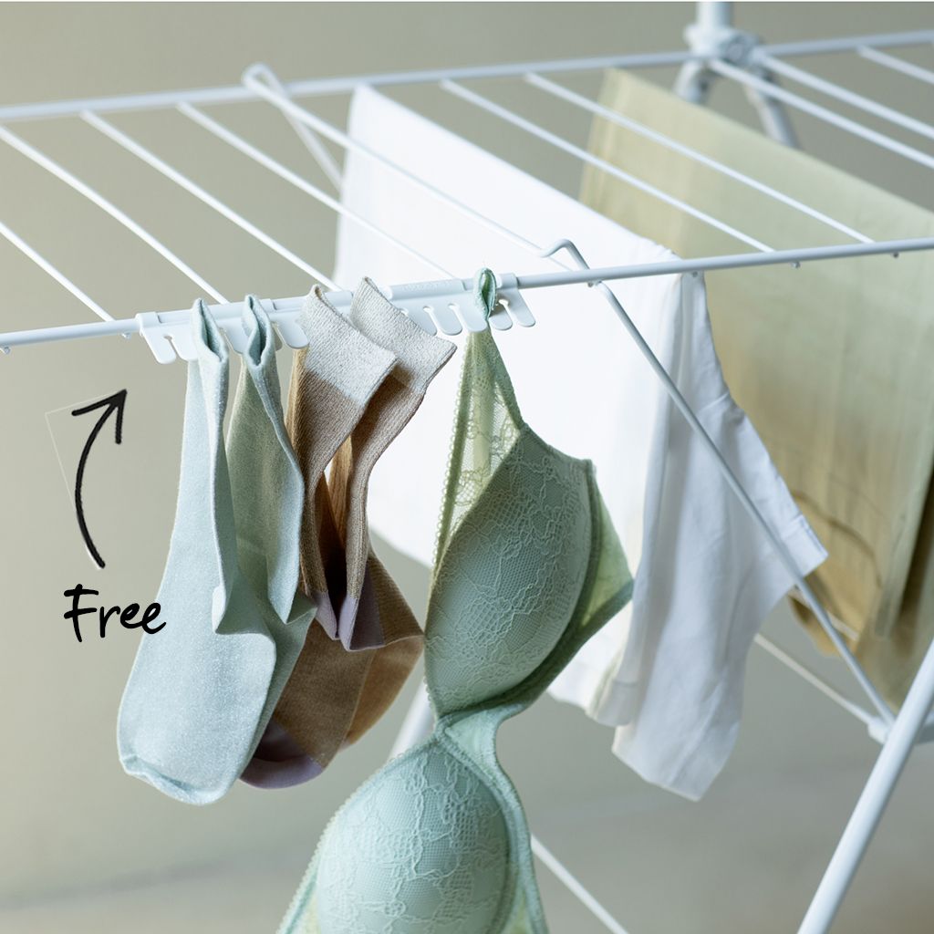 HangOn Drying Rack 25 metres with rod White with Free Sock holder