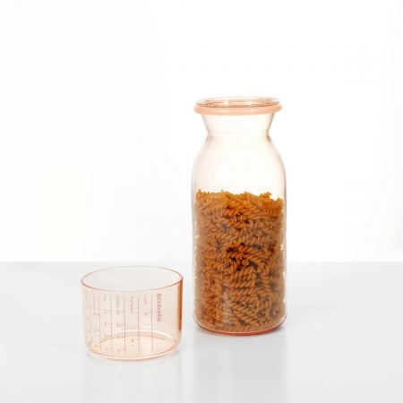 Storage Jar with Measuring Cup 1.3 quart (1.3 liter) - Pink