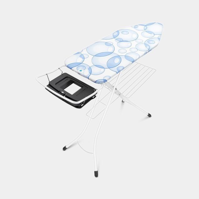 Ironing Board C 49 x 18 in (124 x 45 cm), for Steam Generator, with Linen Rack - Bubbles