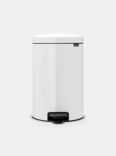NewIcon Pedal Bin 20 litre, metal inner bucket - White