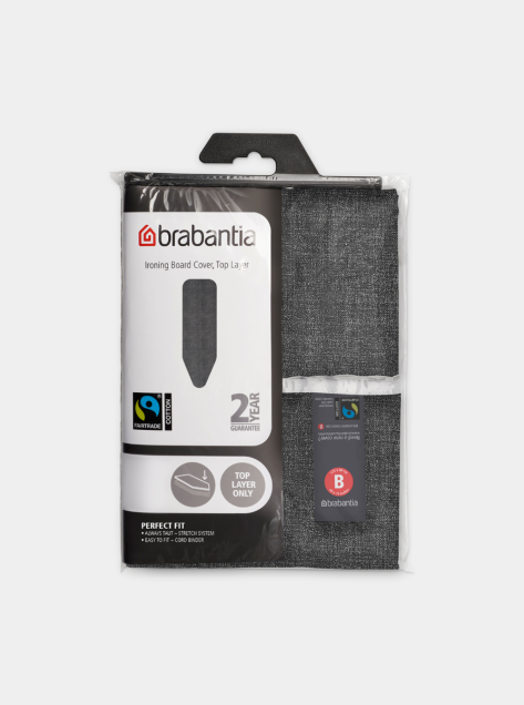 Strijkplankhoes B 124 x 38 cm, bovenlaag - Denim Black, Fairtrade katoen