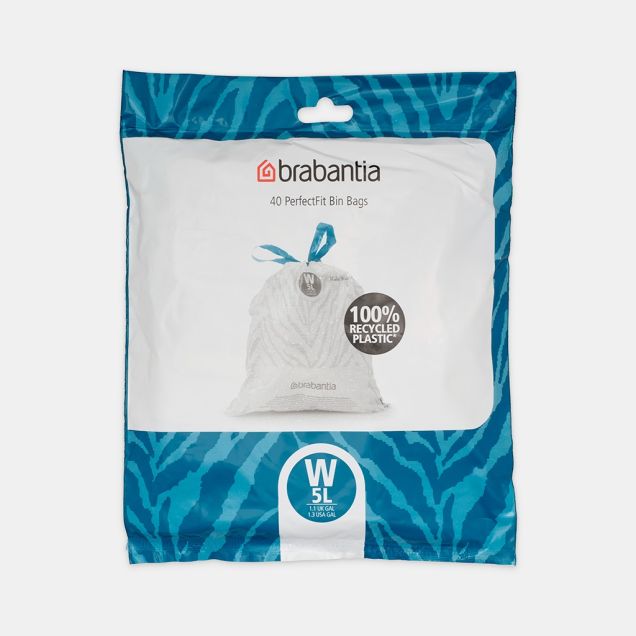 Sacs poubelle PerfectFit Code W (5 litres), Distributeur 40 sacs