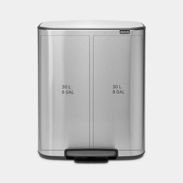 Bo Pedal Bin 2 x 30 litre - Matt Steel Fingerprint Proof