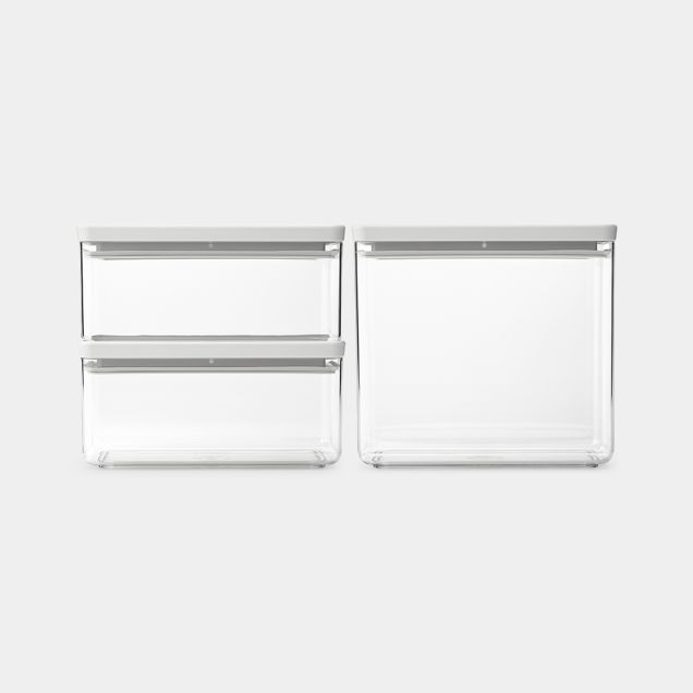Bocal, empilable lot de 3 - 1,5 & 3,5 litre - Tasty+ - Light Grey