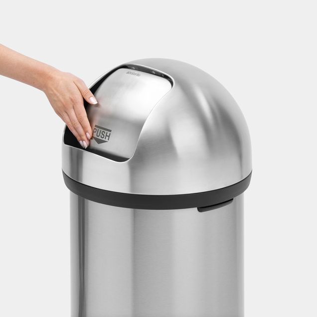 Push Top Trash Can 16 gallon (60 liter) - Matte Steel