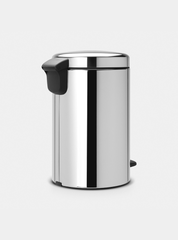 NewIcon Pedal Bin 12 litre, plastic inner bucket - Brilliant Steel
