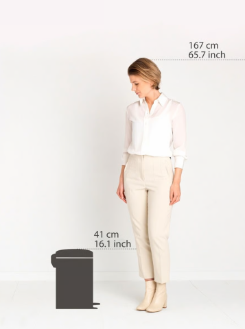 NewIcon Pedal Bin 12 litre, plastic inner bucket - Brilliant Steel