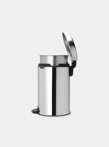 Pattumiera a pedale newIcon 12 litri, secchio interno in metallo - Brilliant Steel