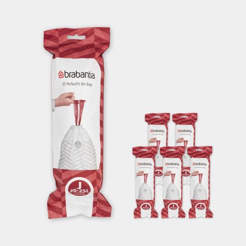 PerfectFit Bin Bags For Bo, Code J (20-25 litre), 6 Rolls of 20 Bags