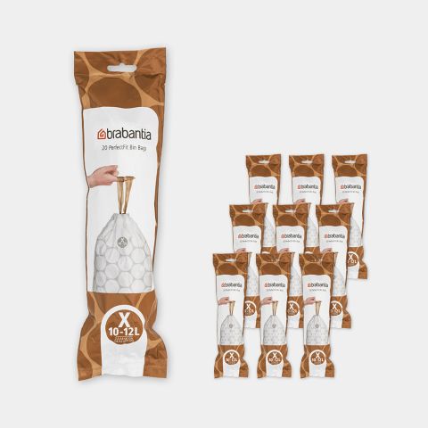 PerfectFit Trash Bags Code X, 2.6-3.2 gallon (10-12 liter) (Multipack of 200 Bags)