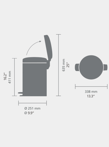 Poubelle à pédale newIcon 12 litres - Soft Grey