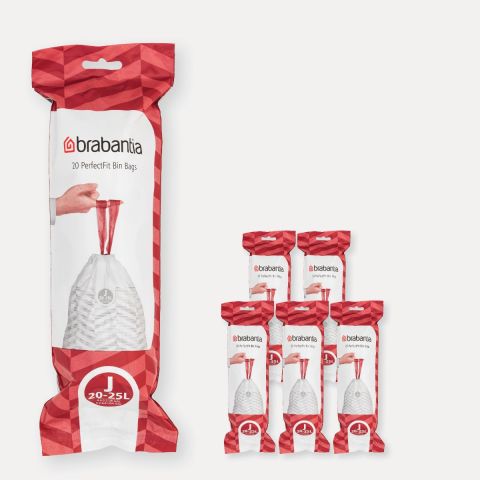 PerfectFit Bin Bags For Bo, Code J (20-25 litre), 6 Rolls of 20 Bags