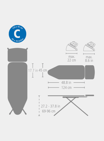 Ironing Board C 48.8 x 17.7 in (124 x 45 cm), for Steam Generator - Lilac Waves