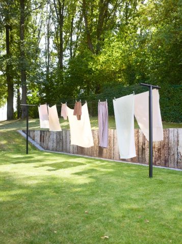 HangOut Wäscheleinen mit Stangen Black, 50 Meter