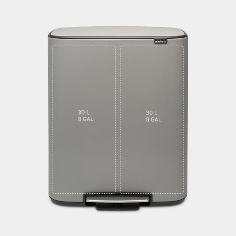 Bo Pedal Bin 2 x 30 litre - Mineral Concrete Grey