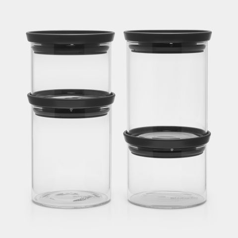 Stackable Jars Set of 4 - Dark Gray