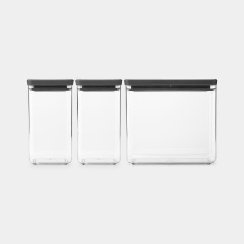 Stackable Canister Set of 3 - 1,6 & 3,5 litre - Tasty+ - Dark Grey