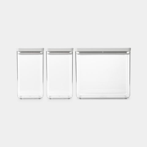Stackable Canister Set of 3 - 1,6 & 3,5 litre - Tasty+ - Light Grey