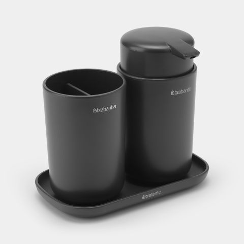 Bathroom Accessory Set ReNew, Set of 3 - Dark Grey
