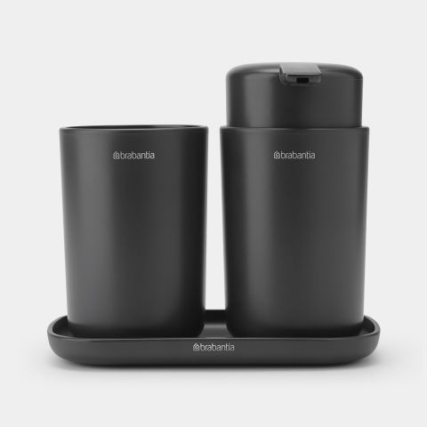 Bathroom Accessory Set ReNew, Set of 3 - Dark Grey