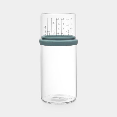 Bote con taza medidora 1 litro, vidrio - Mint