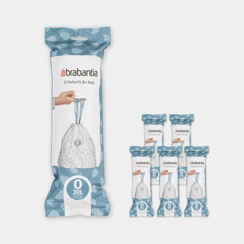 PerfectFit Afvalzakken Code O (30 liter), 6 rollen van 20 stuks