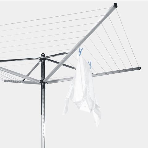 Suszarka ogrodowa Lift-O-Matic 50 m, z mocowaniem do gruntu, Ø45 mm – Szary Metaliczny