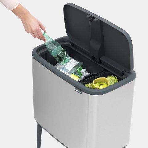 Bo Touch Bin 11 + 23 litre - Matt Steel Fingerprint Proof