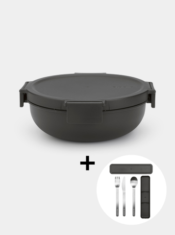 Make & Take Set Almuerzo Ensalada Make & Take Bol para Ensalada con Set de Cubiertos de 3 piezas – Dark Grey