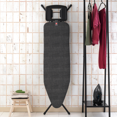 Asse da Stiro B 124 x 38 cm, per Ferro a Vapore - Denim Black, Cotone equosolidale
