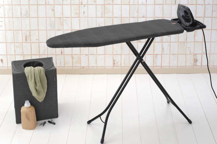 Asse da Stiro B 124 x 38 cm, per Ferro a Vapore - Denim Black, Cotone equosolidale
