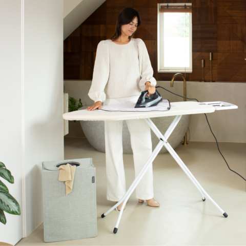 Table à repasser taille C 124 x 45 cm, pour fer vapeur - Ecru, Coton équitable