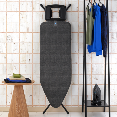Table à repasser taille C 124 x 45 cm, pour fer vapeur - Denim Black, Coton equitable