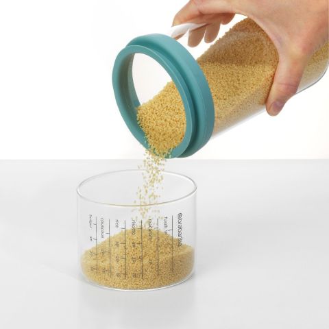 Bote con taza medidora 1 litro, vidrio - Mint