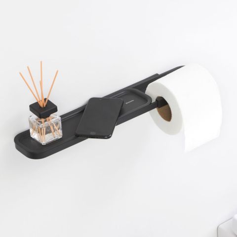 MindSet Porte-rouleau de papier hygiénique avec étagère Mineral Infinite Grey