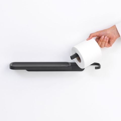 MindSet Porte-rouleau de papier hygiénique avec étagère Mineral Infinite Grey