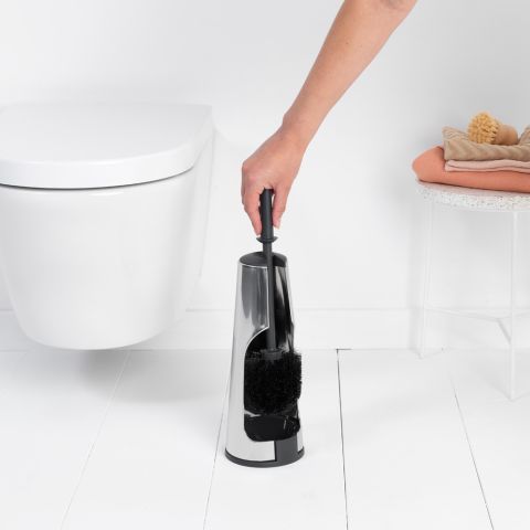 Szczotka do WC w obudowie ReNew – Stal Błyszcząca