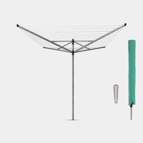 Lift-O-Matic Droogmolen 50 meter, met grondanker & hoes, Ø 45 mm - Metallic Grey