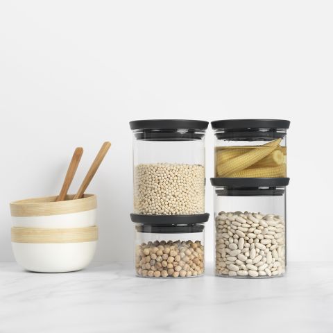 Stackable Jars Set of 4 - Dark Gray