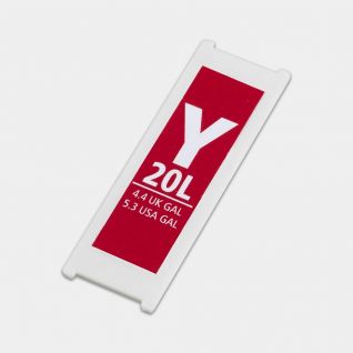 Etykietka plastikowa z oznaczeniem pojemności, kod Y 20 l - Red