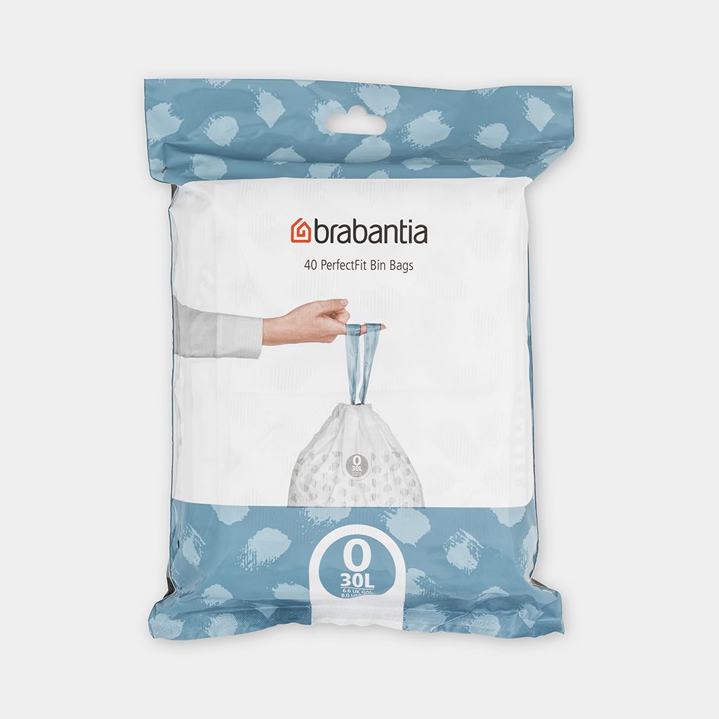 Sacs poubelle PerfectFit Pour Bo et FlatBack+, code O (30 litres), Distributeur, 40 sacs