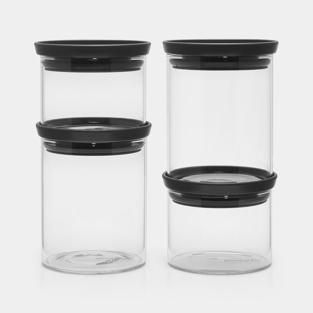 Stackable Jars Set of 4 - Tasty+ - Dark Grey