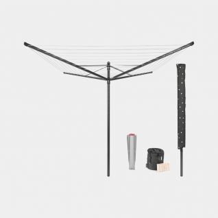 Stendibiancheria a ombrello Lift-O-Matic 50 metri, con picchetto, custodia e porta mollette, Ø 45 mm - Anthracite