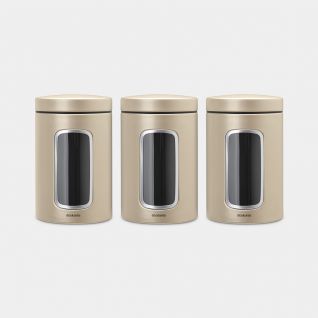 Window Canisters Set of 3, 1.4 litre - Metallic Gold