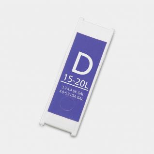 Etykietka plastikowa z oznaczeniem pojemności, kod D 15-20 l - Purple