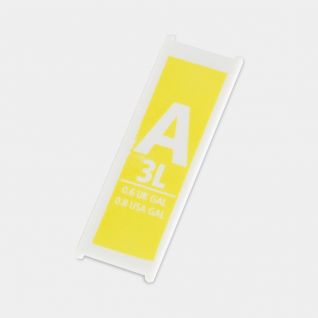 Etiquette litrage plastique, code A 3-4 litres - Yellow